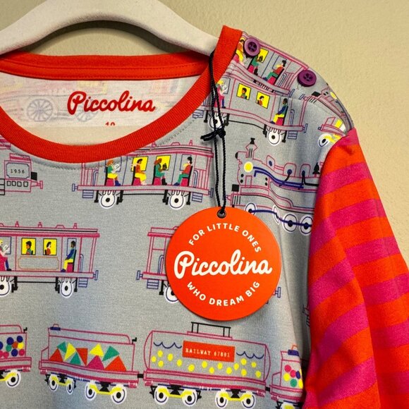 PICCOLINA Trains Tunic Dress Girls 10 NWT Camilla Locomotive Print Pockets NEW - Picture 4 of 10
